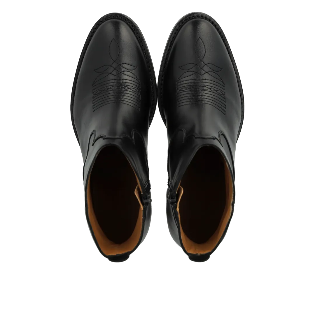 Angulus Cowboystøvle med stikninger damestøvle ruskind 4 cm