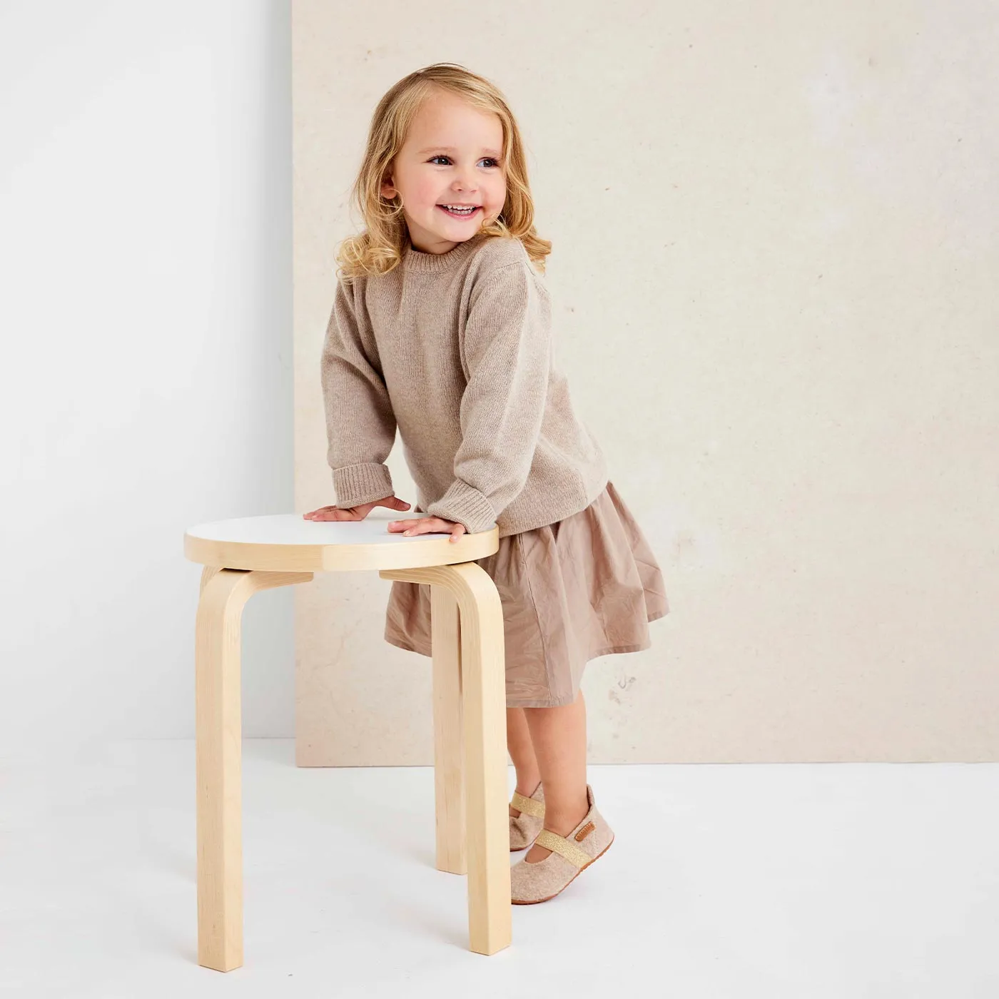 Bisgaard Ballet Wool ballerina nougat uld