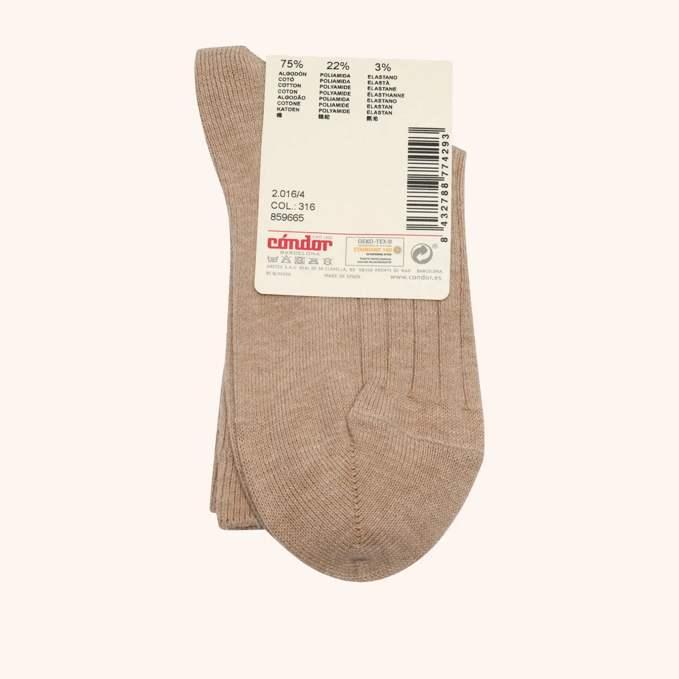 Bisgaard x Cóndor rib strømper turron bomuld