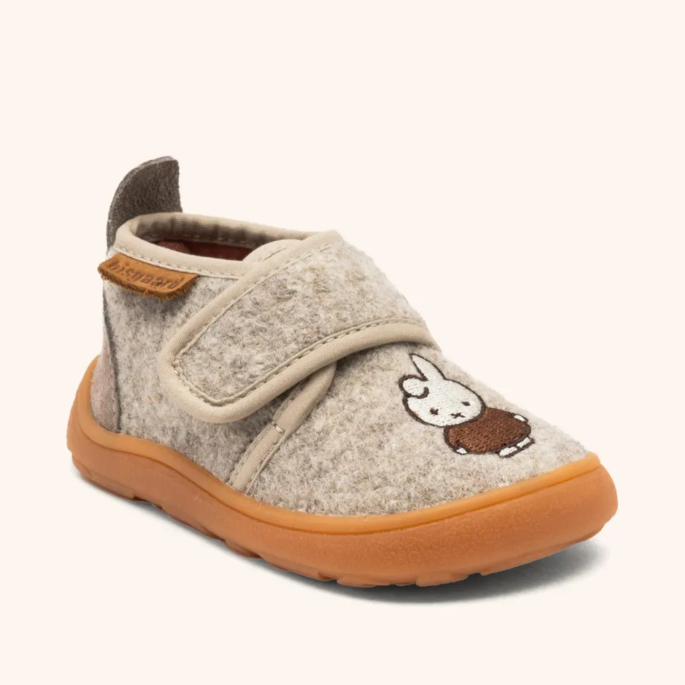 Bisgaard Barefoot Basic Miffy hjemmesko beige uld