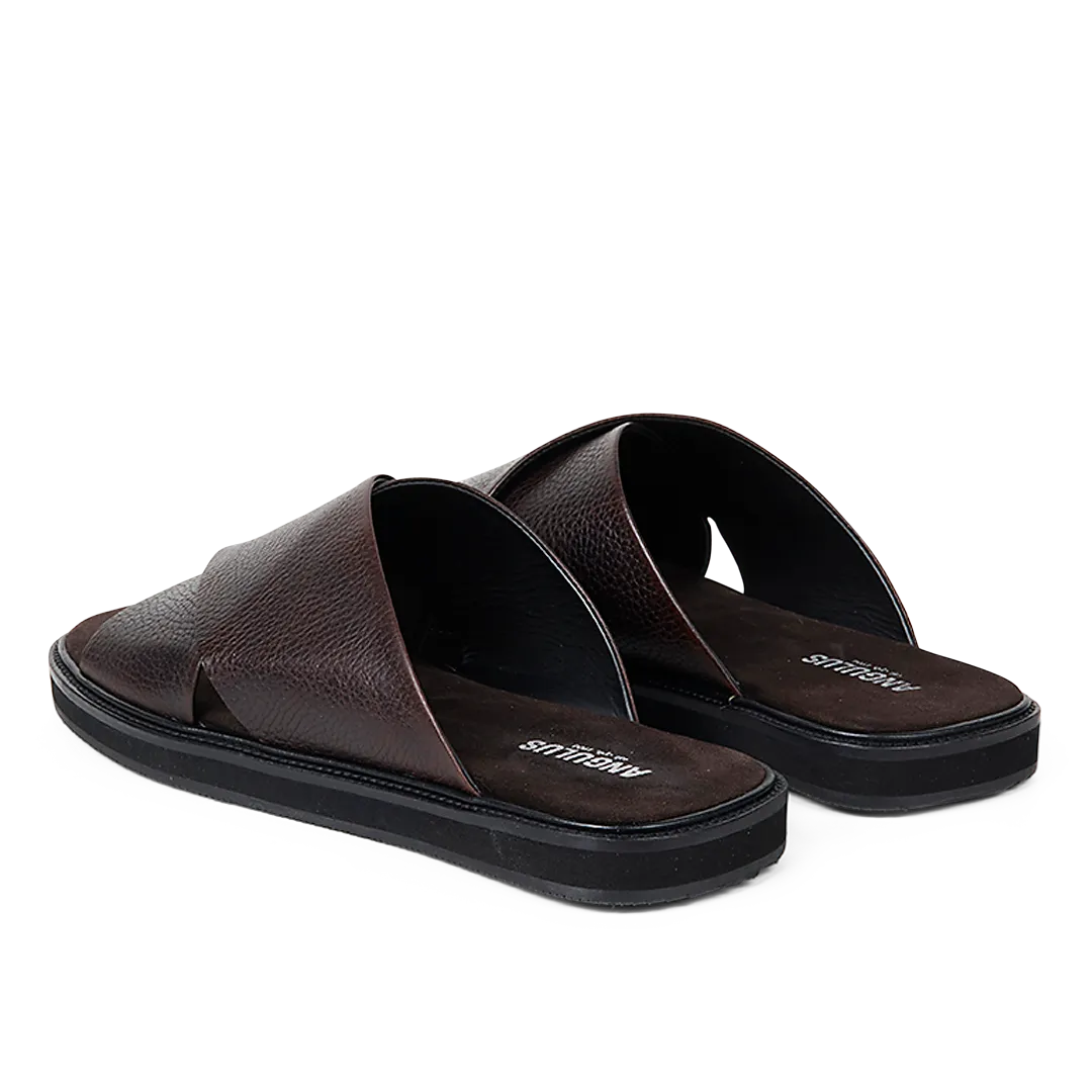 Angulus Slip-on kryds lædersandal herresandal sort