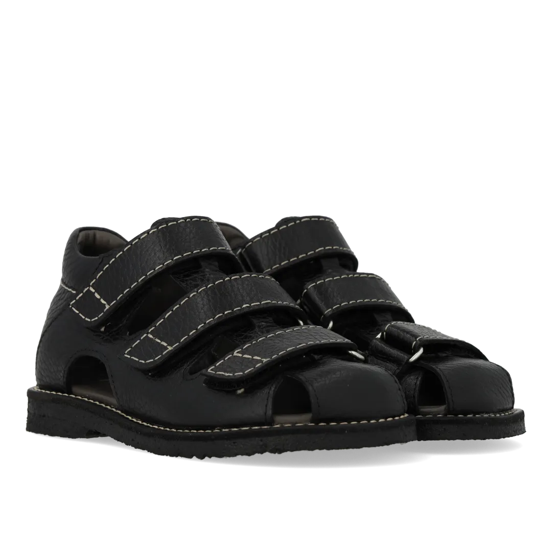 Angulus Sandal velcro rummelig børn sort sål