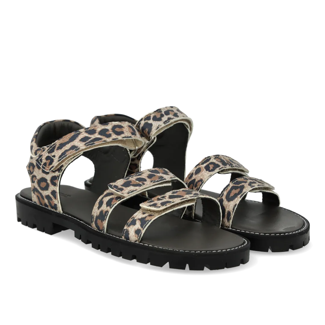 Angulus Sandal med tredobbelt velcro børnesandal læder sort sål