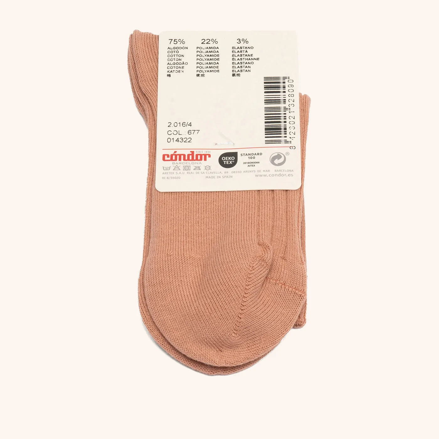 Bisgaard x Cóndor rib kort strømpe nougat