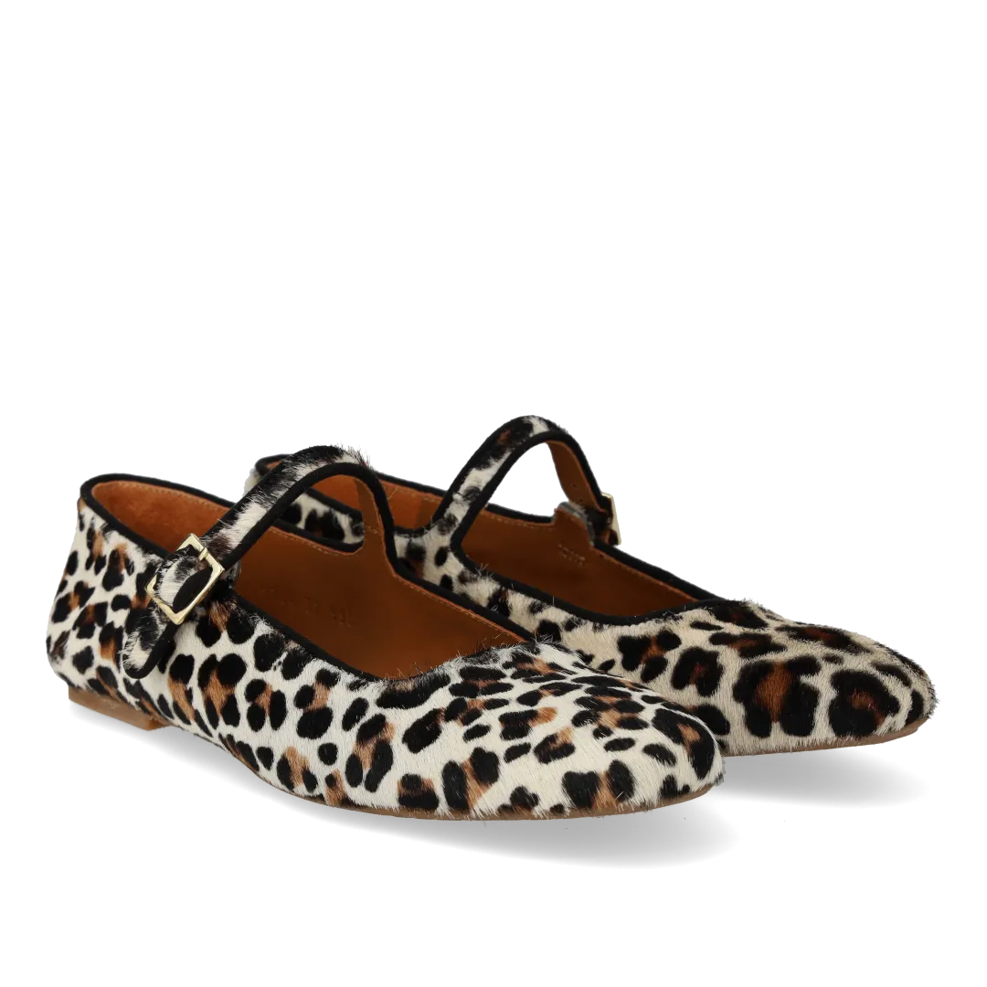 Angulus Mary Jane ballerina pony leopard ballerinasko