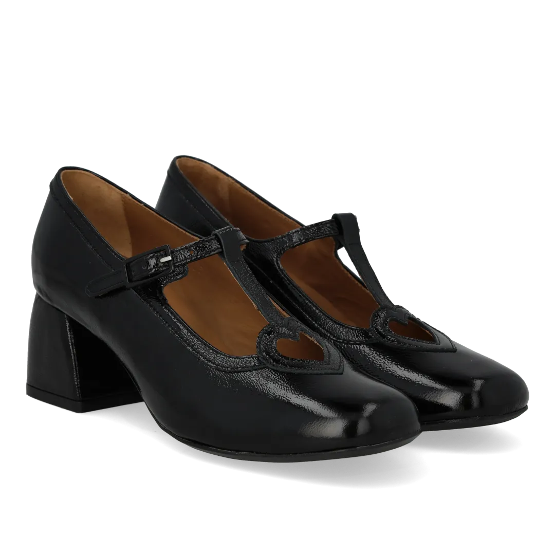 Angulus Mary Jane pump krøllak hjerte 5 cm hæl