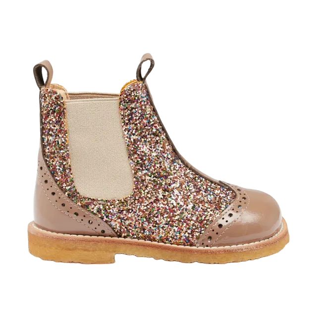 Angulus Chelsea glitterstøvle børn brogue rummelig