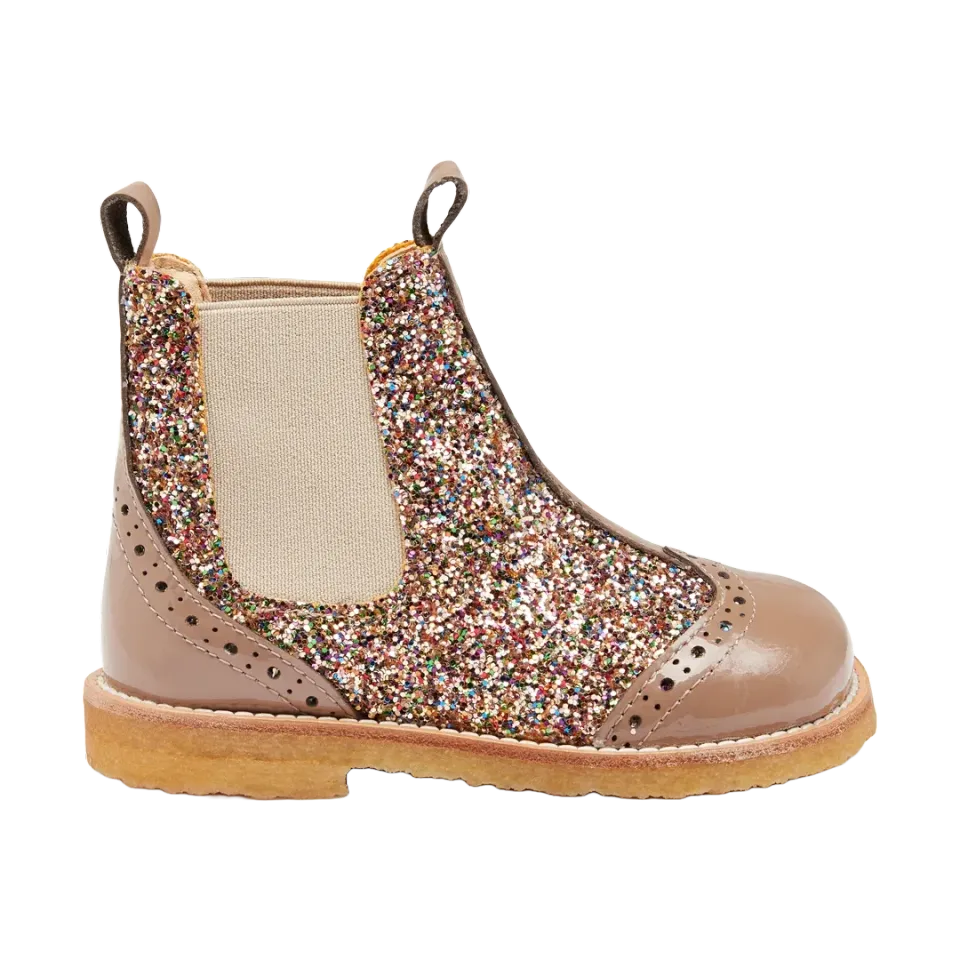 Angulus Chelsea glitterstøvle børn brogue rummelig