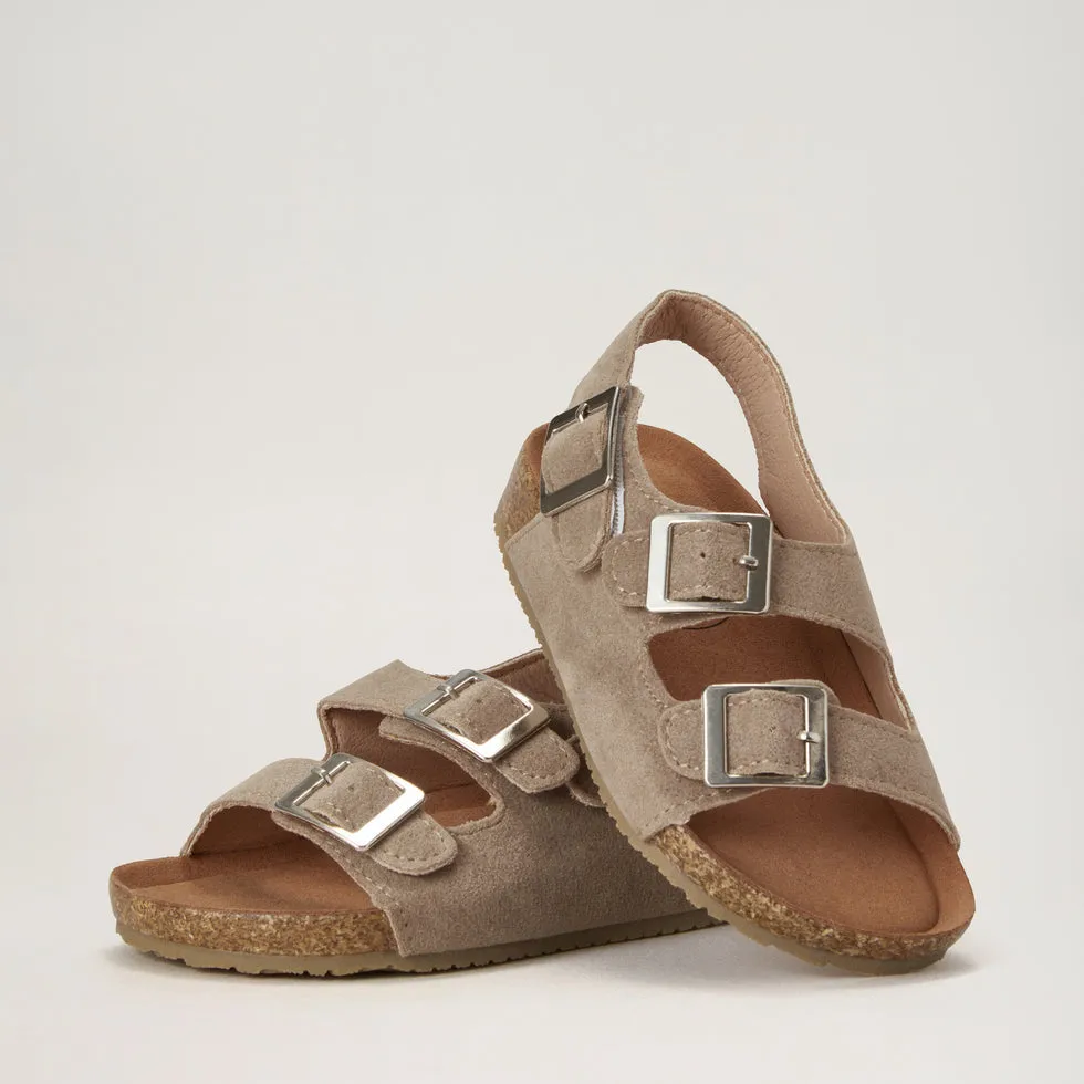 BabyMocs Vacay barfodssandal beige vegansk ruskind
