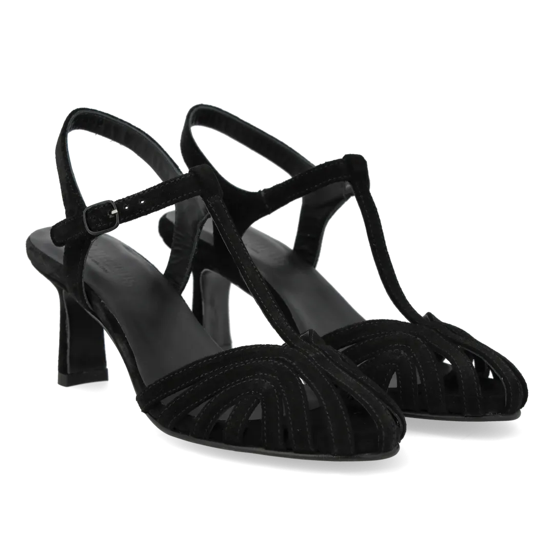 Angulus højhælet sandal organisk frontdetalje 6 cm
