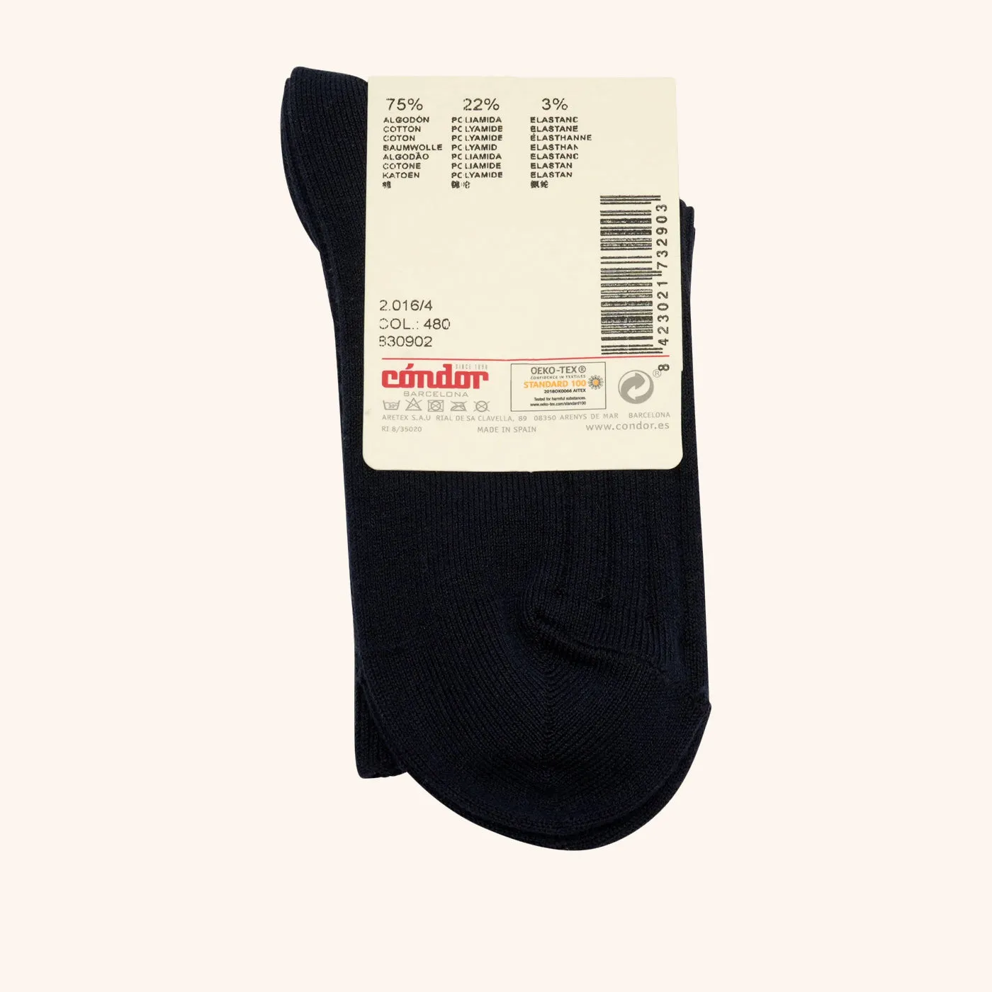 Bisgaard Cóndor Cotton Rib strømper navy bomuld