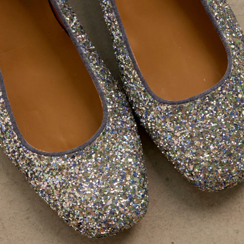 Angulus glitter ballerina til damer med ruskindskant