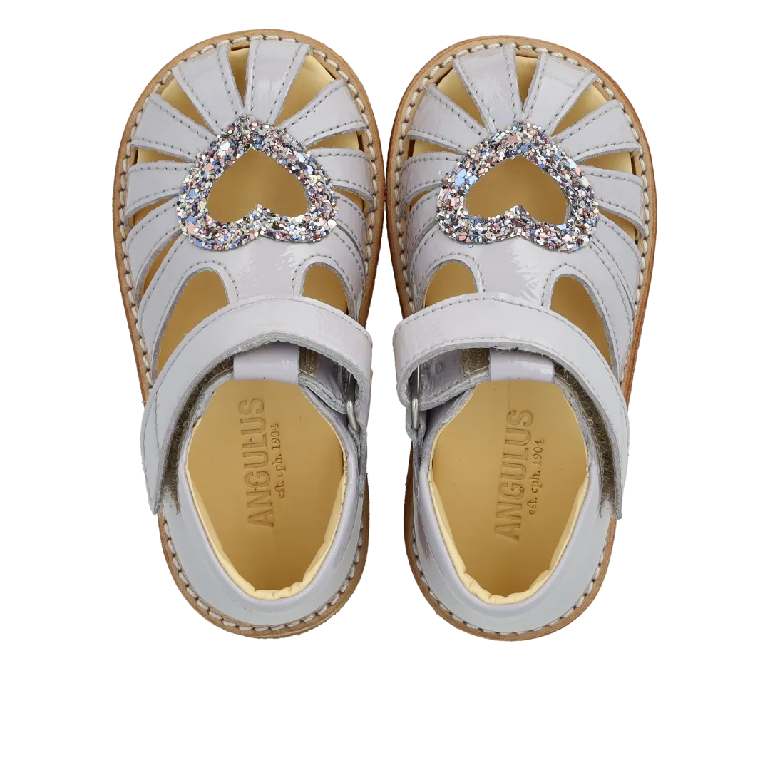 Angulus Hjertesandal med glitter og velcrolukning børnesandal