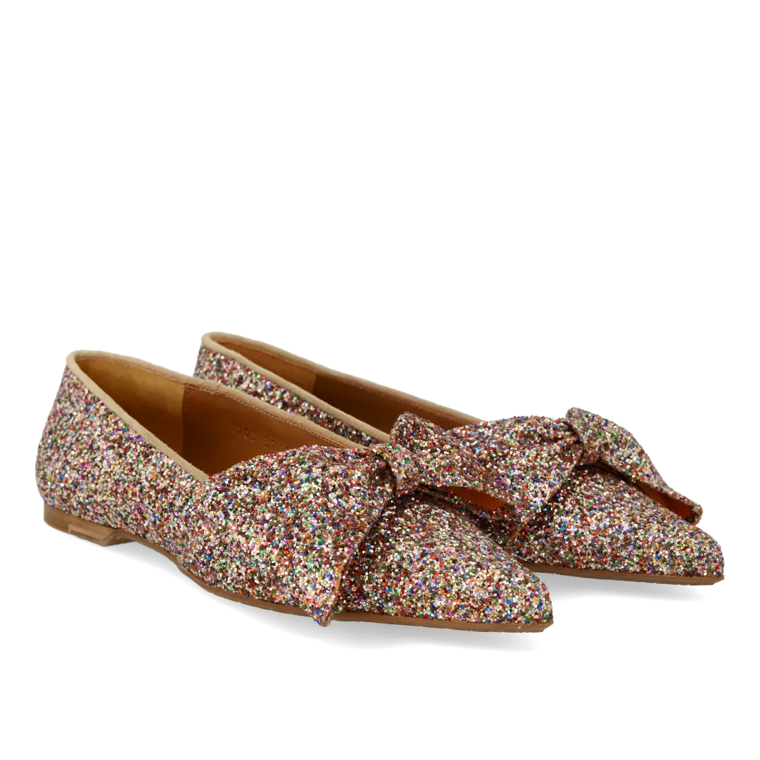 Angulus Sløjfeballerina funklende glitter damesko