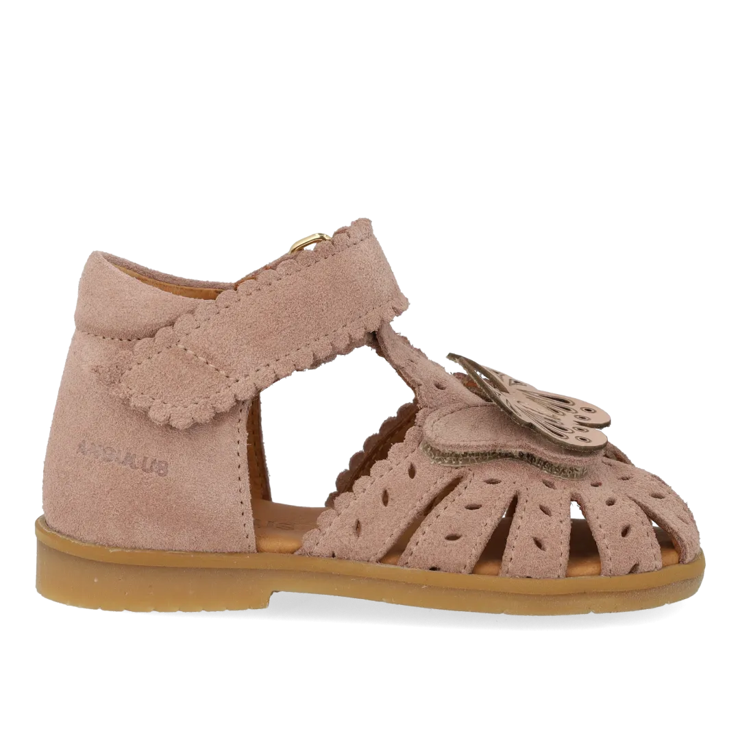 Angulus sandal ruskind sommerfugl dobbelt velcro