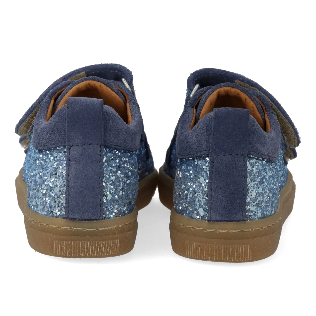 Angulus Glitter-sneaker med ruskindskanter sneakers velcro
