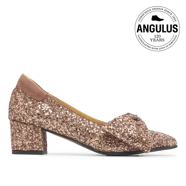 Angulus Sløjfepump i funklende glitter pumps glitter 5 cm hæl