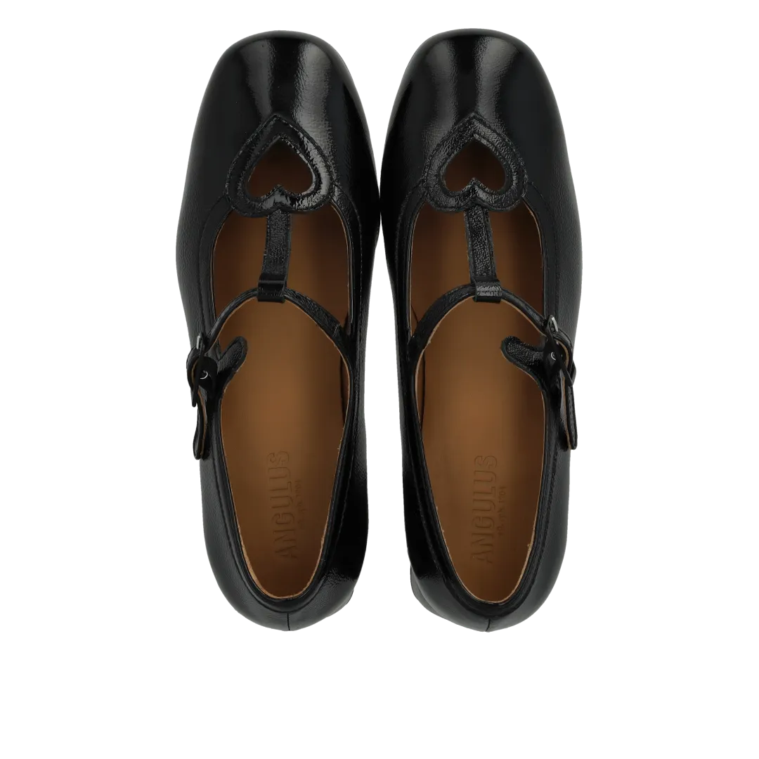 Angulus Mary Jane pump krøllak hjerte 5 cm hæl
