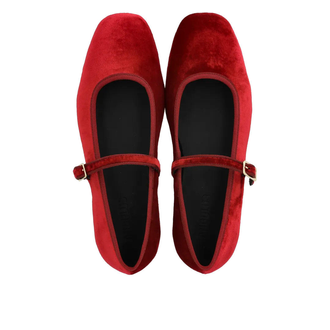 Angulus Mary Jane ballerina velour guldspænde