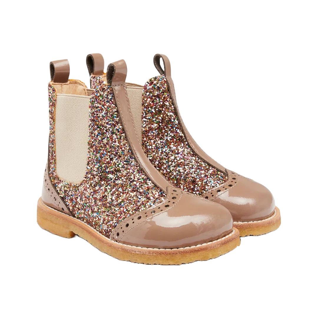 Angulus Chelsea glitterstøvle børn brogue rummelig