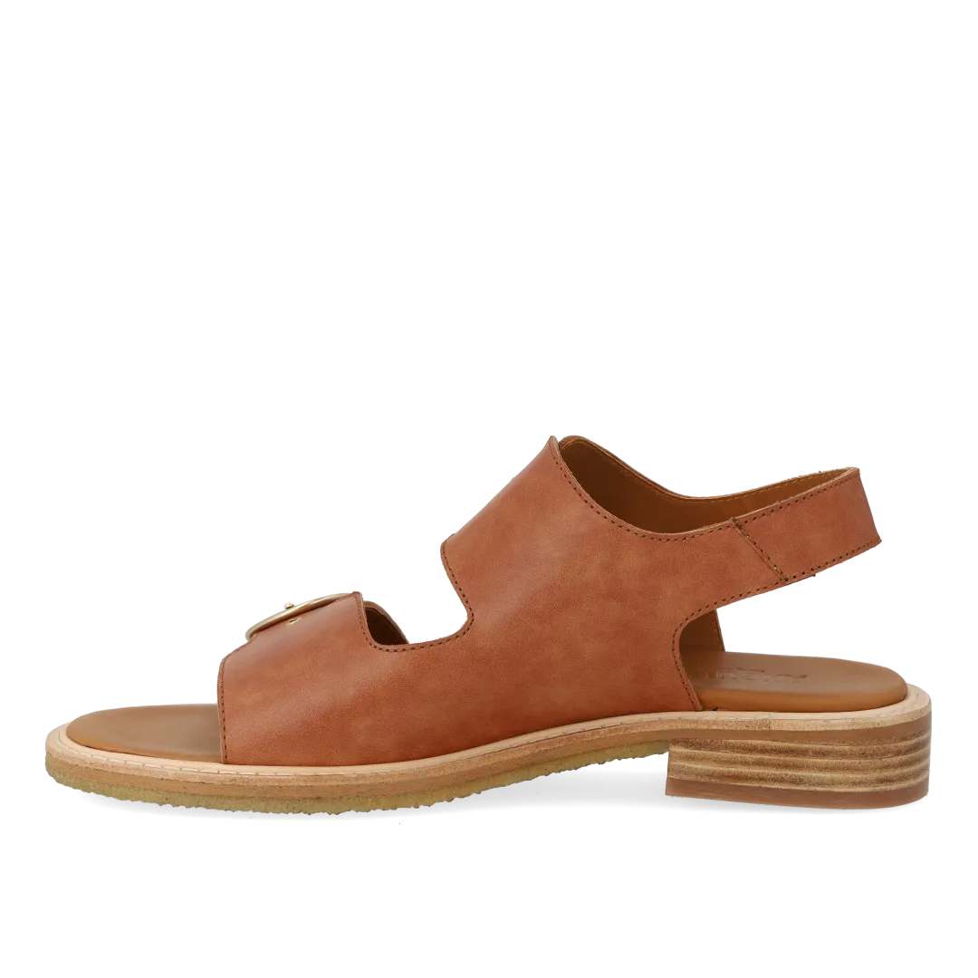 Angulus Sandal lædersandal guldspænde lav hæl