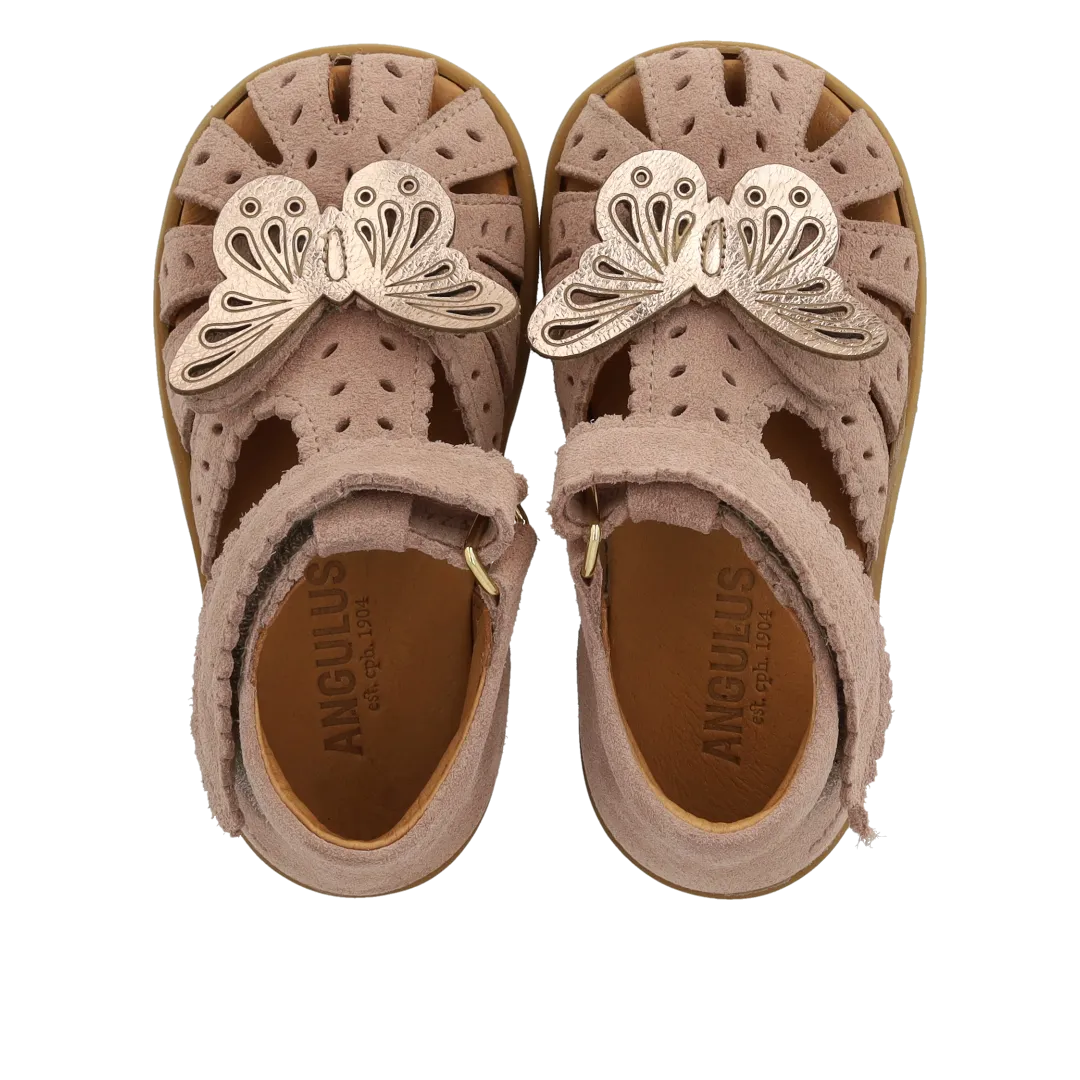 Angulus sandal ruskind sommerfugl dobbelt velcro