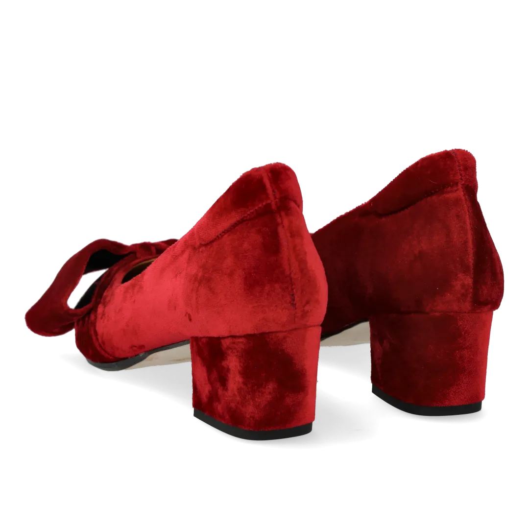 Angulus Sløjfe pump blød velour pumps blokhæl 5 cm