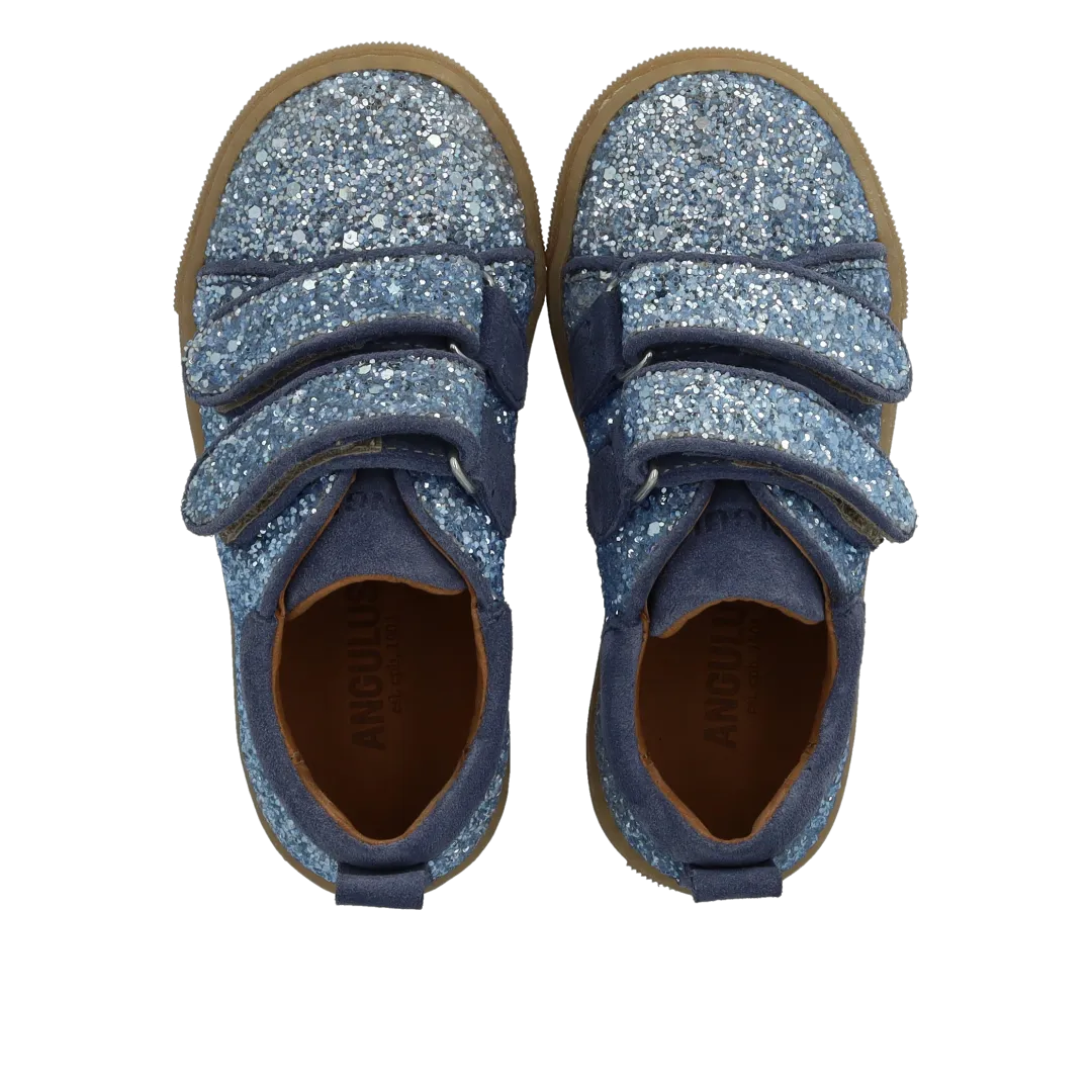 Angulus Glitter-sneaker med ruskindskanter sneakers velcro