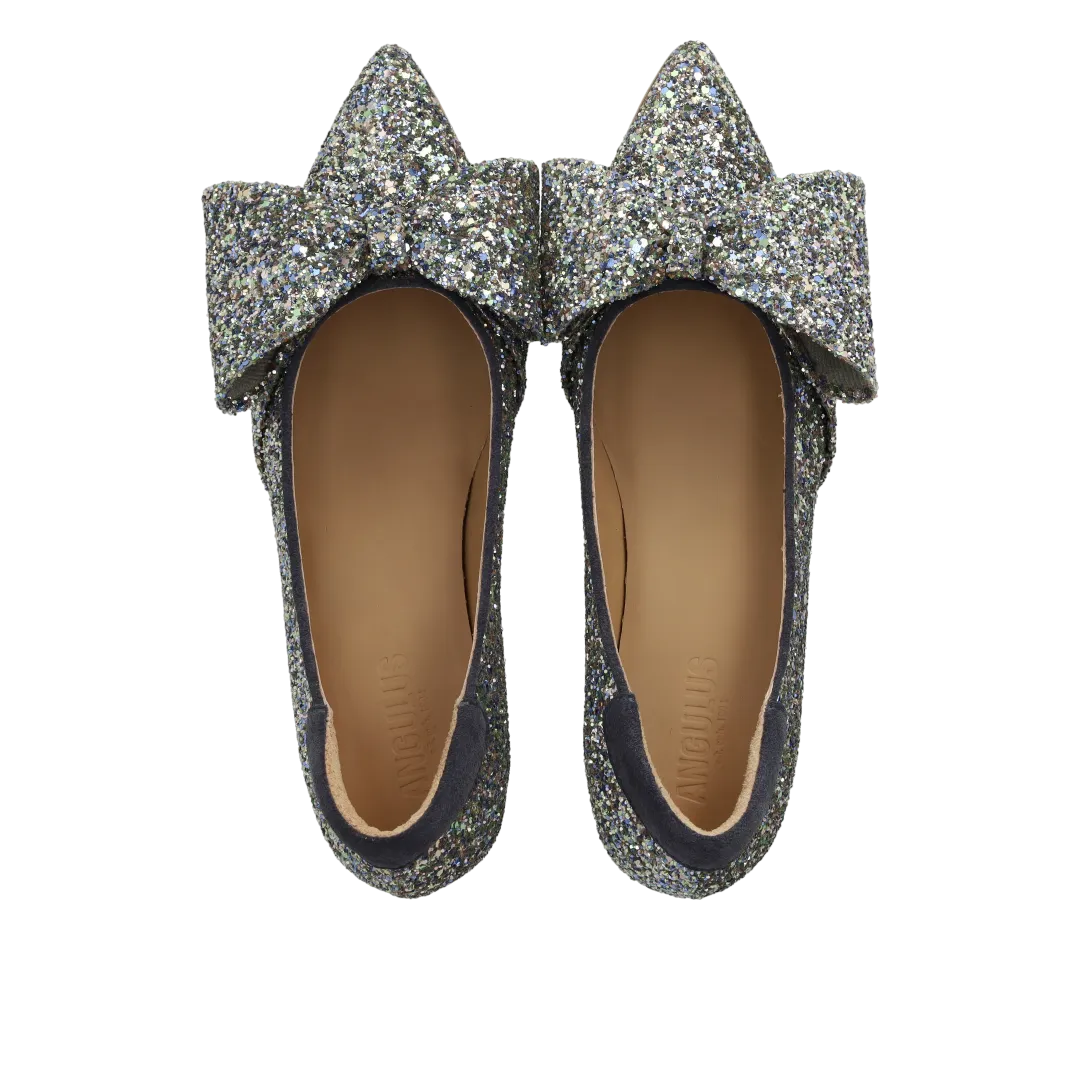 Angulus sløjfe pump glitterpumps 5 cm blokhæl