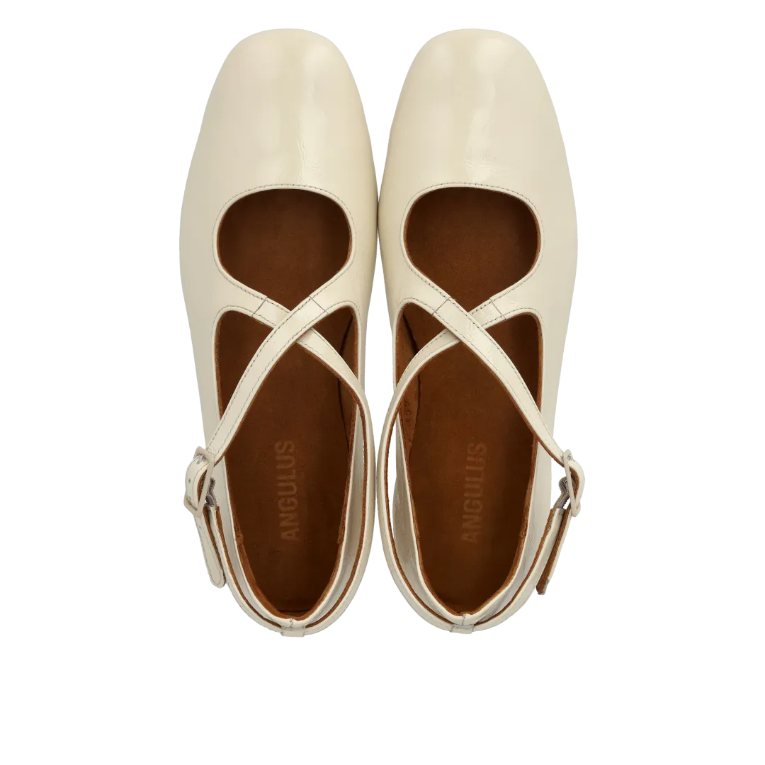 Angulus Mary Jane ballerina med krydsdetalje damesko lak
