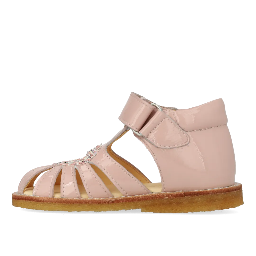 Angulus glitter hjerte begyndersandal velcro