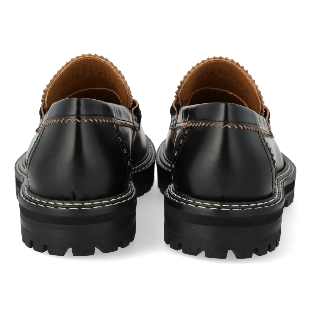 Angulus Chunky Penny loafer skind sort brogue