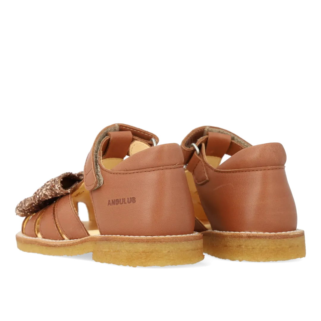 Angulus Sandal glittersløjfe velcro læder rummelig