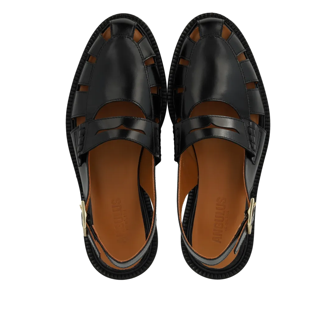 Angulus Slingback loafer dame læder guldspænde