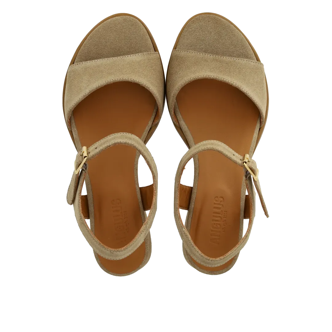 Angulus Sandal kurvet blokhæl ankelrem læder