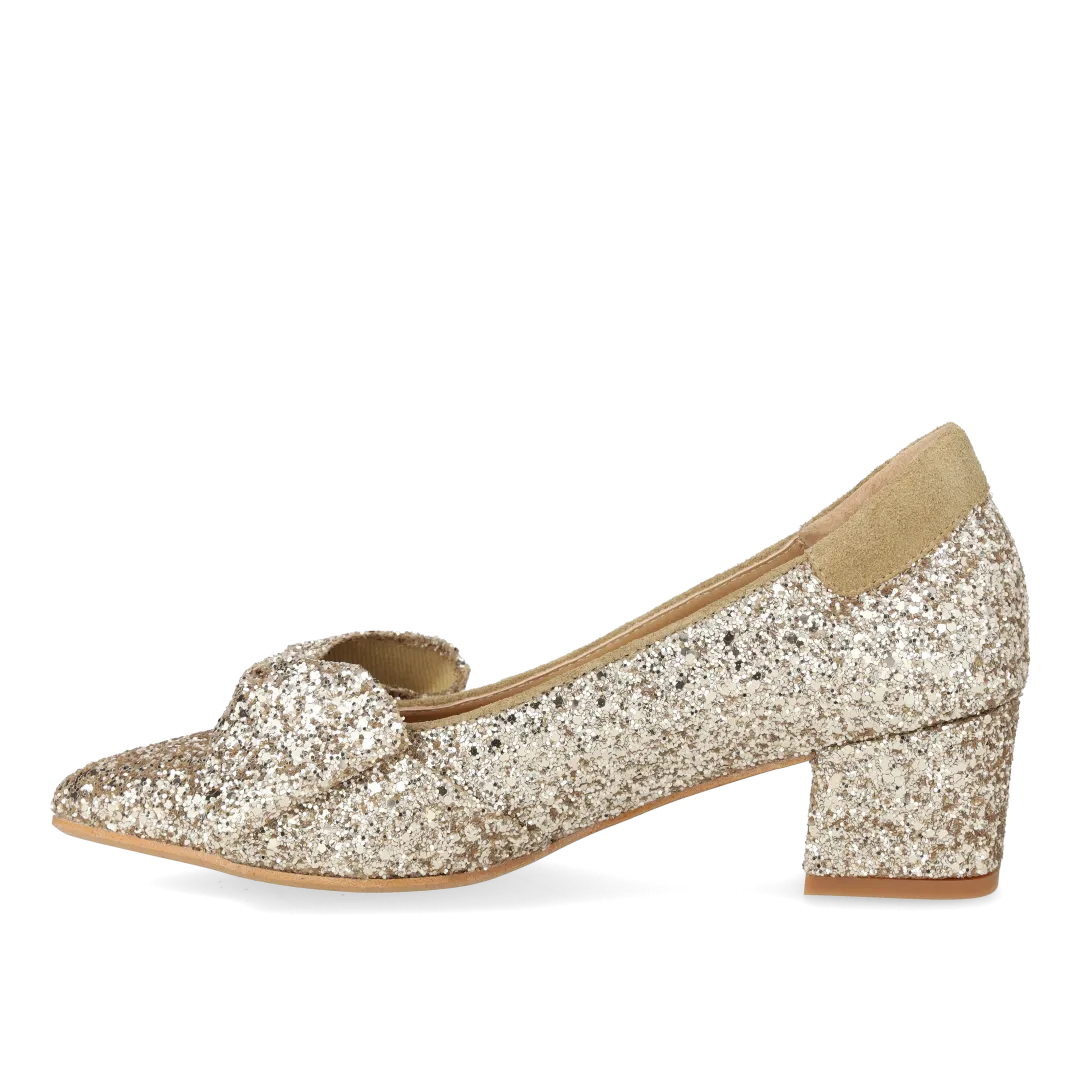 Angulus Sløjfe pump glitter pumps blokhæl
