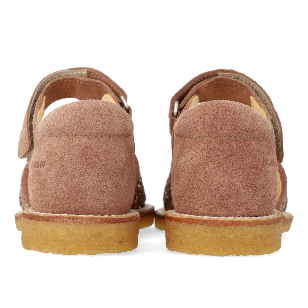Angulus Sandal med funklende glitterdetalje børnesandal ruskind