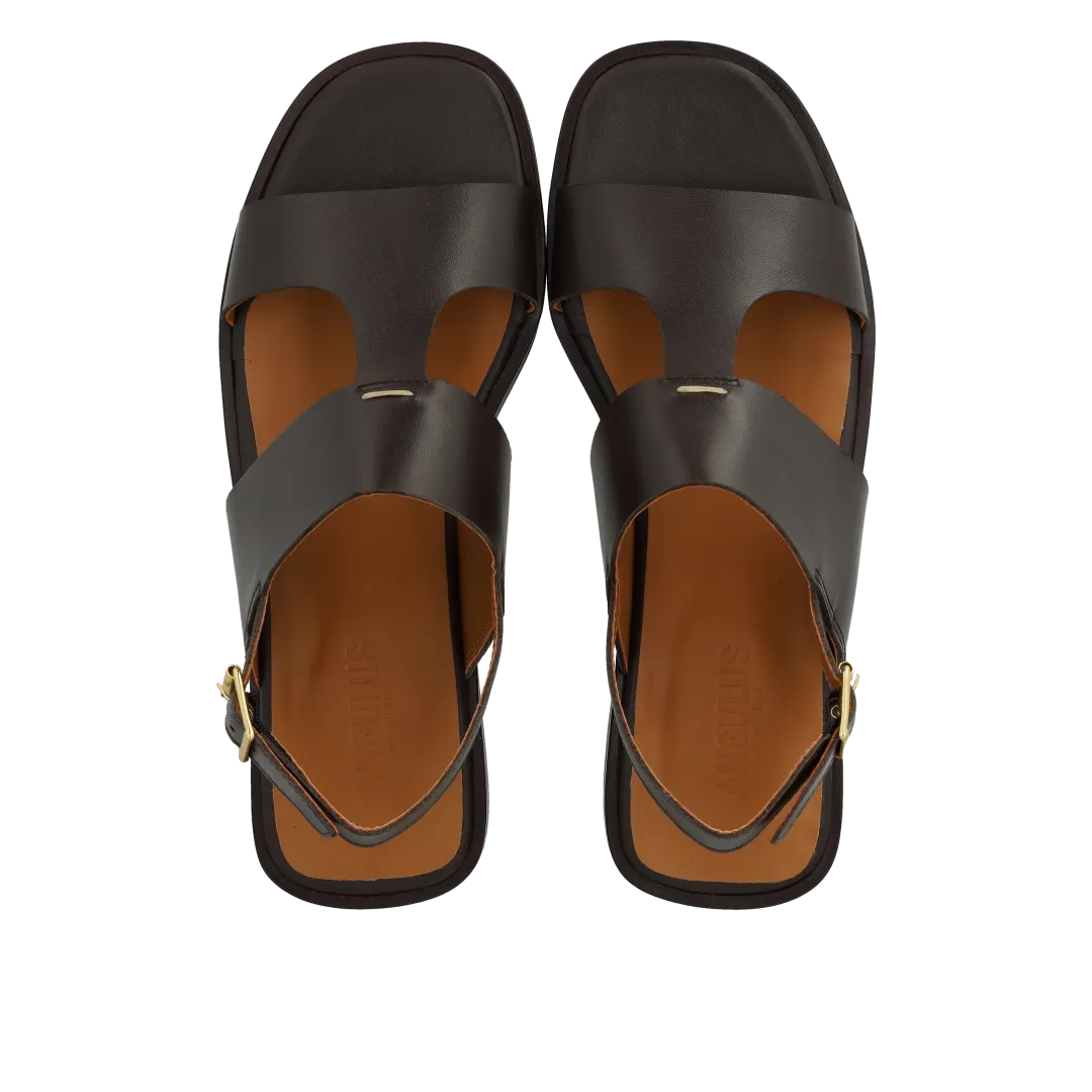 Angulus sandal med stikningsdetalje lædersandal sling-back