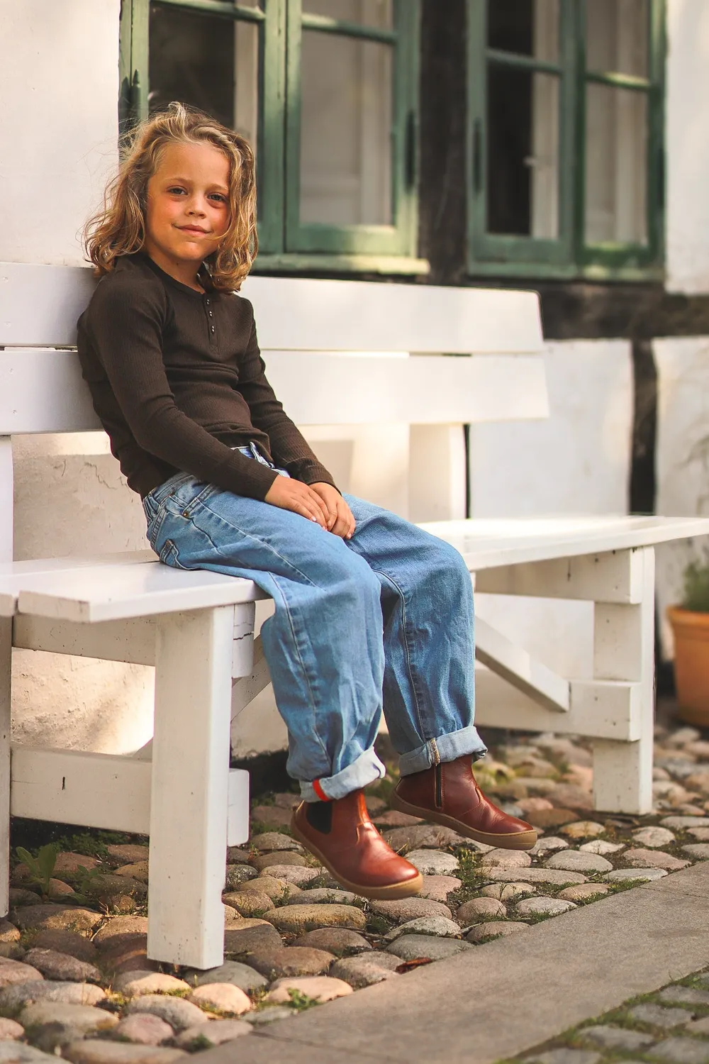 Gogsig Chelsea Dark Brown barfodsstøvle børn