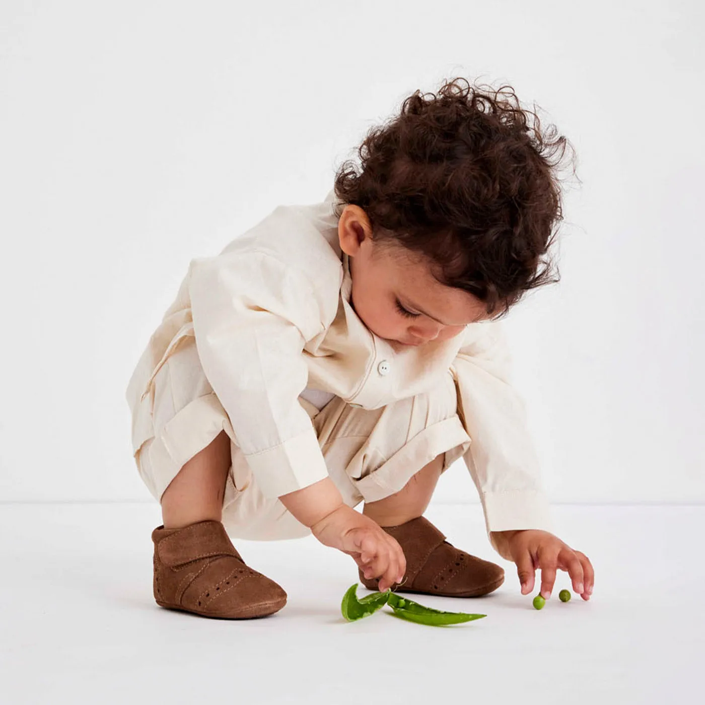 Bisgaard Petit hjemmesko camel læder velcro