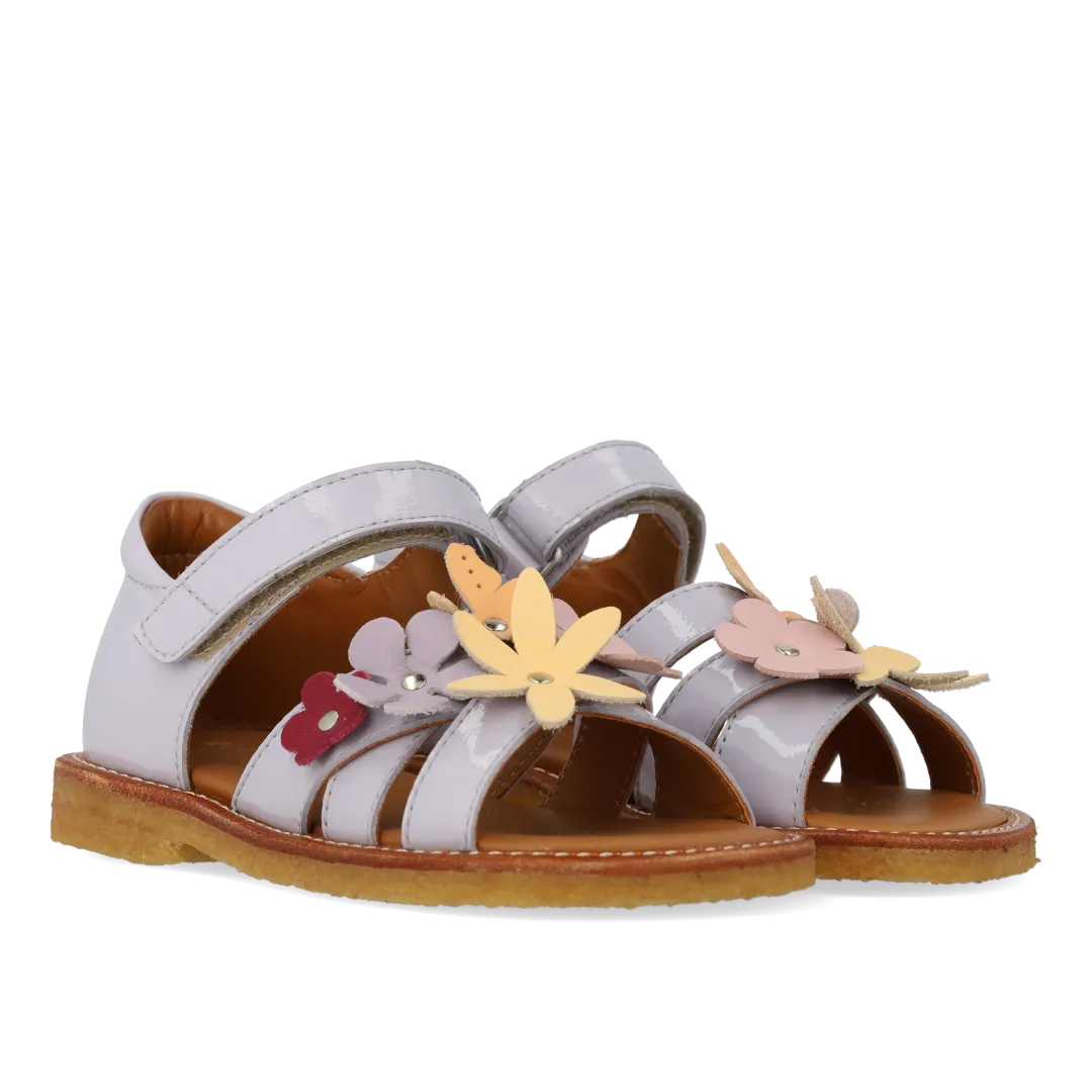 Angulus Sandal med multifarvede blomsterapplikationer børnesandal