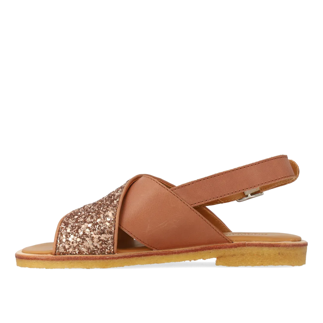 Angulus krydssandal glitter børnesandal læder