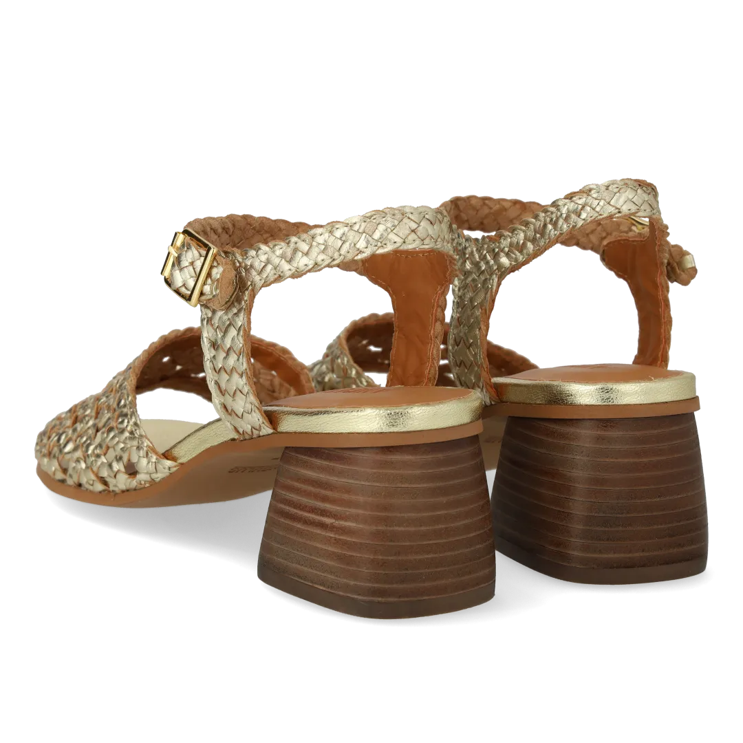 Angulus Håndflettet sandal damesandal 5 cm hæl