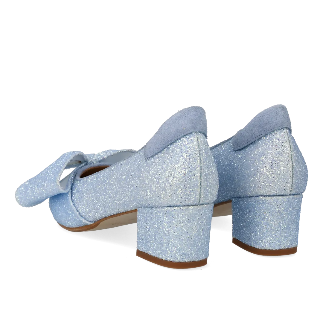 Angulus Sløjfe pump glitter 5 cm blokhæl