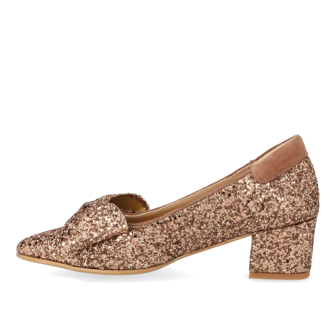 Angulus Sløjfe pump glitter blokhæl dame spids