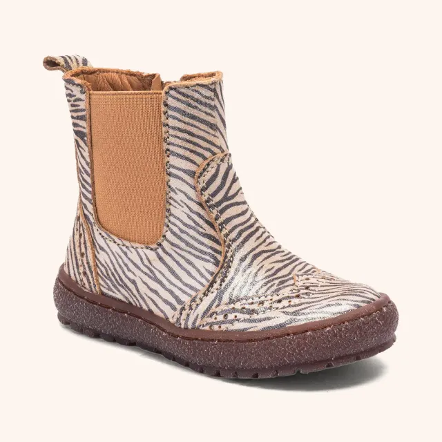 Bisgaard Meri ankelstøvle zebra fur hvid