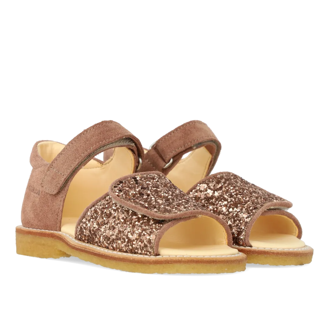 Angulus Sandal med funklende glitterdetalje børnesandal ruskind