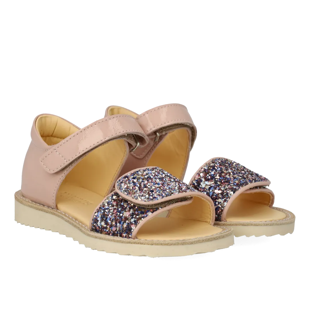 Angulus glitter børnesandal med velcrolukning