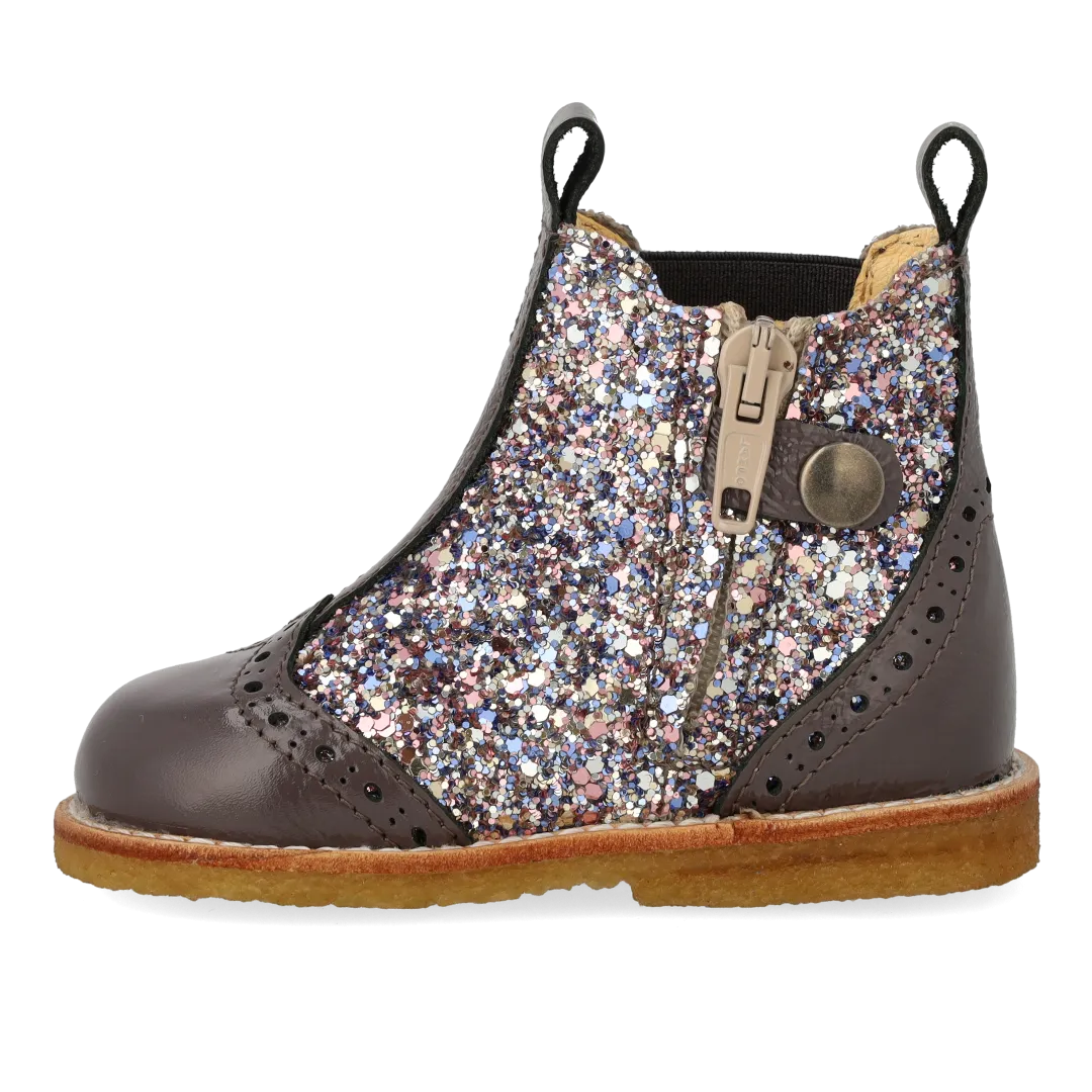 Angulus chelsea støvle glitter børnestøvle med lynlås
