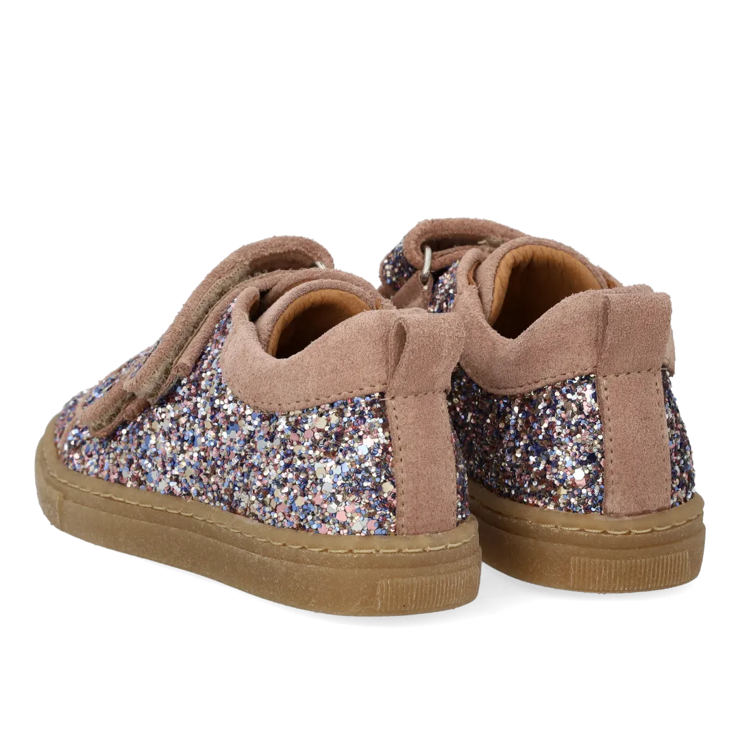 Angulus Glitter-sneaker ruskind børnesneaker velcro